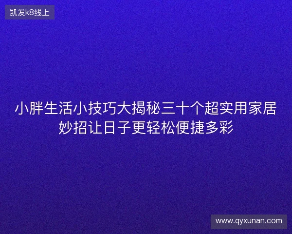 小胖生活小技巧大揭秘三十个超实用家居妙招让日子更轻松便捷多彩 小胖生活小技巧大揭秘三十个超实用家居妙招让日子更轻松便捷多彩